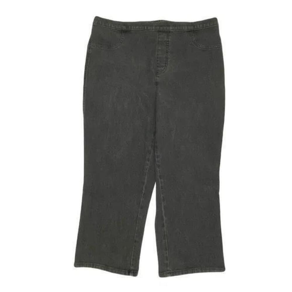 Isaac Mizrahi Jeans Women 16 Black Pull On Crop Faded Denim Elastic Waist